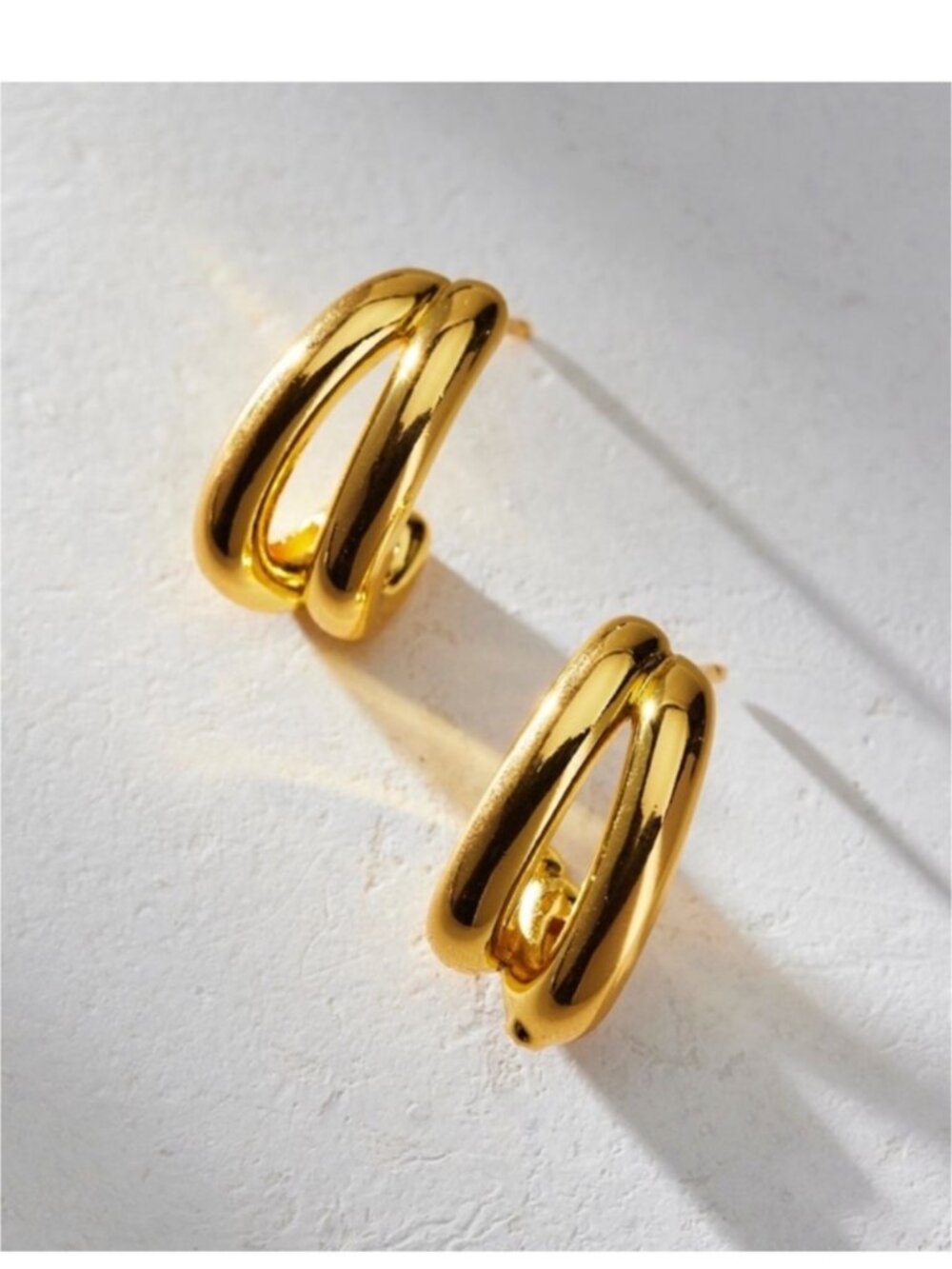 New! Ryan Gold Double Hoop Earrings NWT (1038)